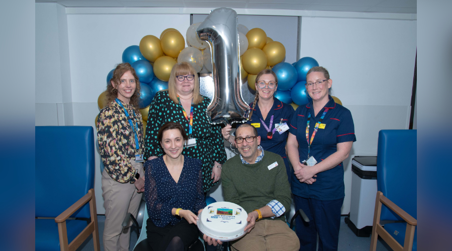 Colleagues celebrating the first anniversary of the East Midlands Planned Care Centre's opening