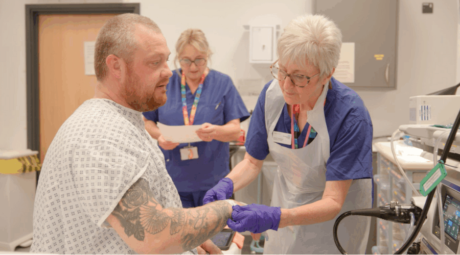 A patient receiving treatment at Hinckley Community Diagnostic Centre