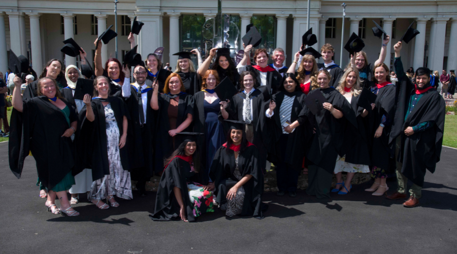 UHL apprentices celebrating at the 2026 Leicester Employment Hub graduation ceremony, held at De Montfort Hall