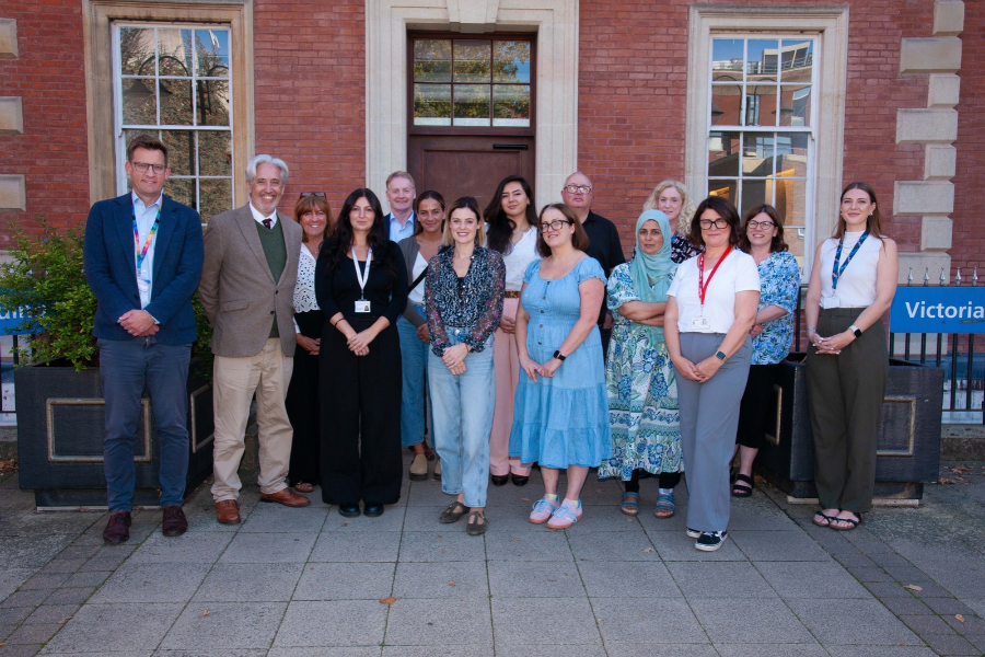 Colleagues gather for the launch of the Fragile X Syndrome Hub at the victoria building, Leicester Royal Infirmary