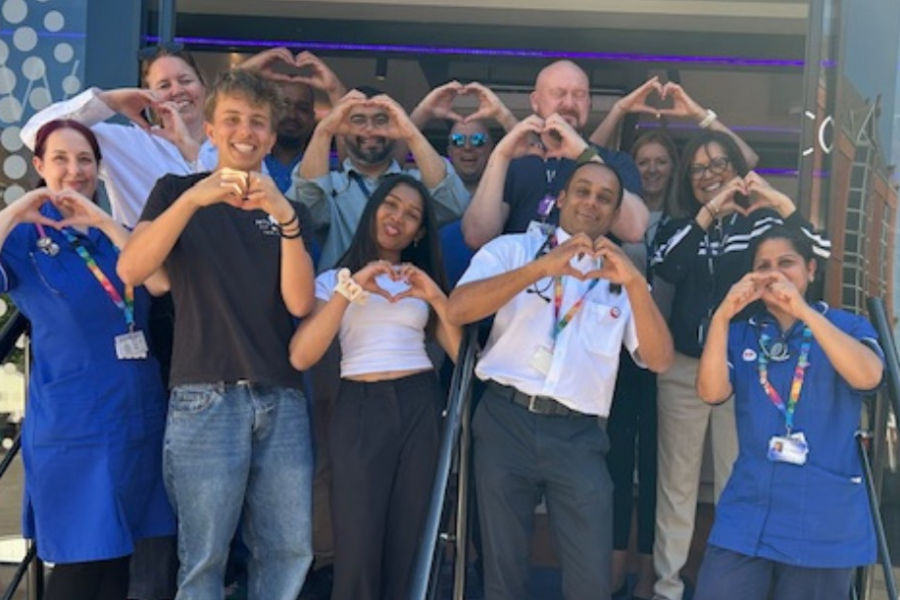 Staff from university hospitals of leicester with people who came for heart checkup