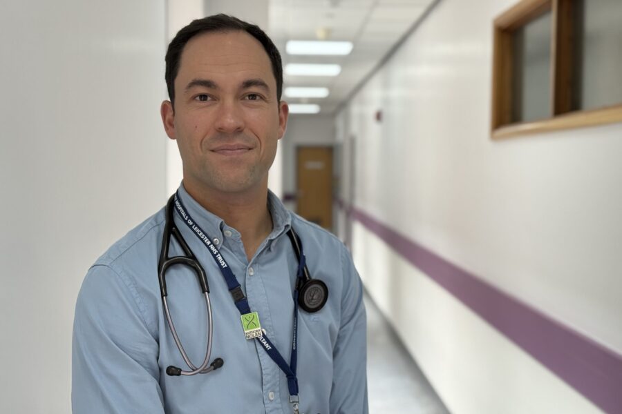 Image of Paul Player, Consultant Haematologist at UHL standing in a corridor.