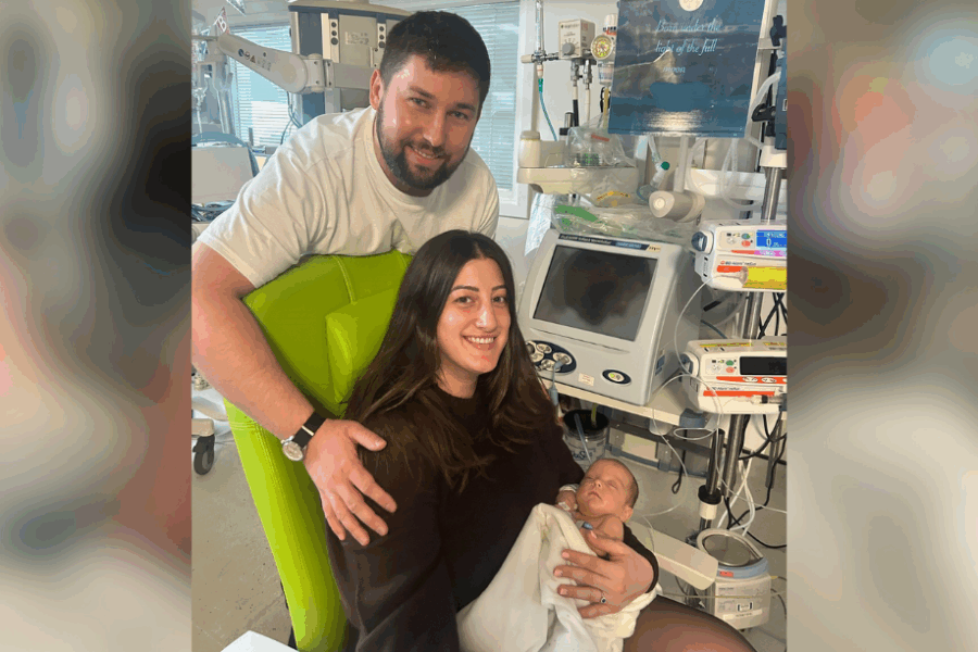 Ulmkalns family photo in the neonatal unit