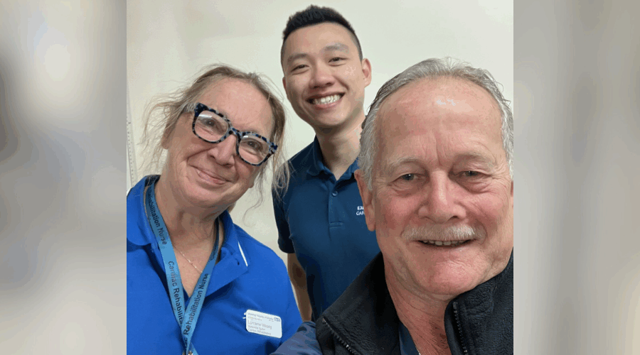 Cardiac Rehabilitation Nurse Specialist, Lorraine Voisey; Exercise Physiologist, Claude Chan; Dean Allen
